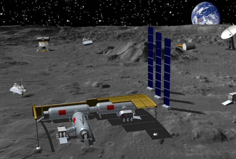 Render of a conceptual Chinese lunar base.
